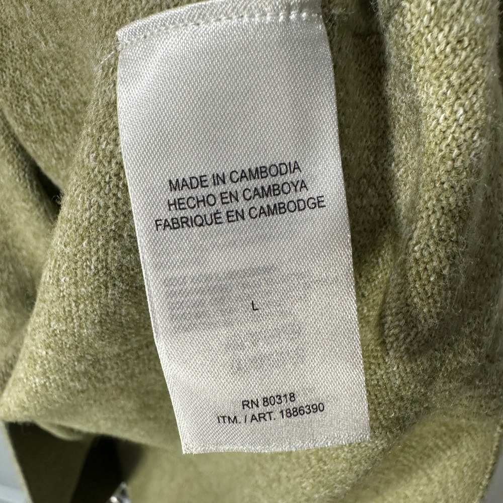 Lucky Brand V-Neck Sweater Women Size L Olive Green‎ Heathered Knit Super Soft - Picture 3 of 6